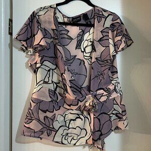 New York & Company Floral Wrap Blouse (XL)